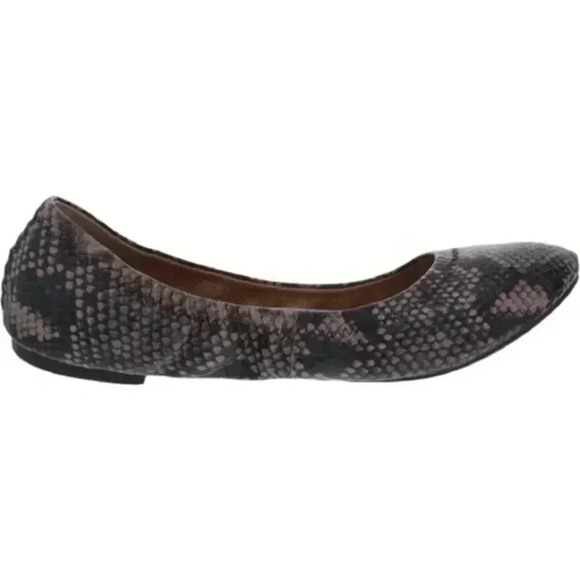 LUCKY Brand Emmie Ballerina Flat Snake Print Slip On  Shoes Black Cream Women 7 - Picture 1 of 11